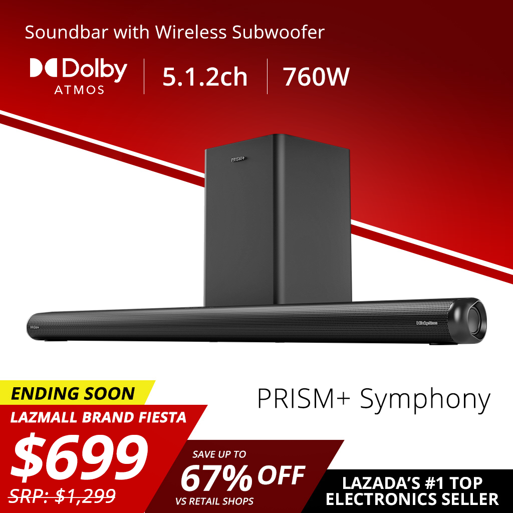 PRISM+ Symphony 5.1.2ch Soundbar with Dolby Atmos | 760W | Wireless Subwoofer | Wireless Music Streaming | Bluetooth 5.0
