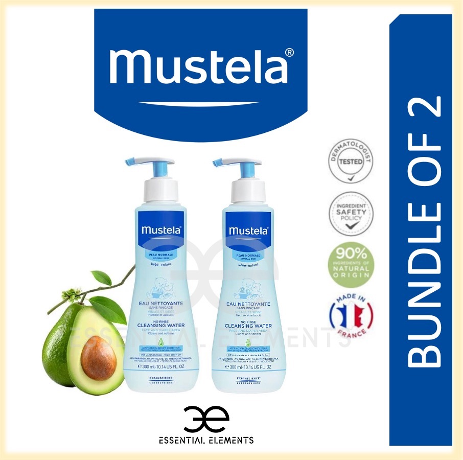 MUSTELA [BUNDLE OF 2] No-Rinse Cleansing Water 300ml | Baby and Maternity | Made in France | Micellar Water For NewBorn